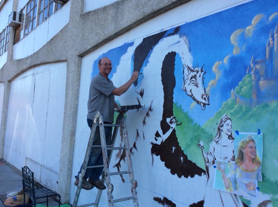 Herb Leonhard working on our mural.
