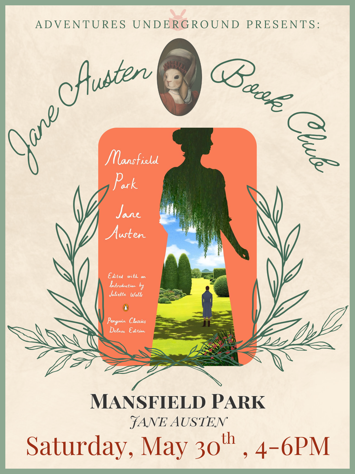 Mansfield Park by Jane Austen- Meeting Saturday, May 30th at 4 PM. Tea and scones will be provided.