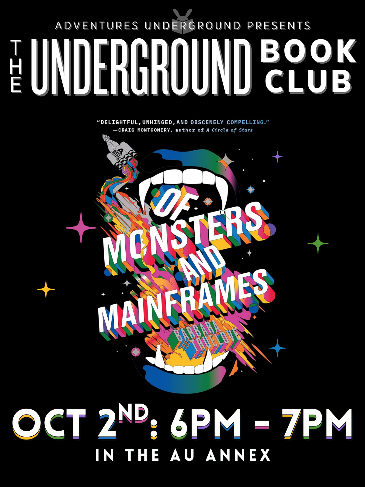 Of Monstes and Mainframes by Barbara Truelove - Meeting Friday, October 2nd at 6PM in the AU Annex